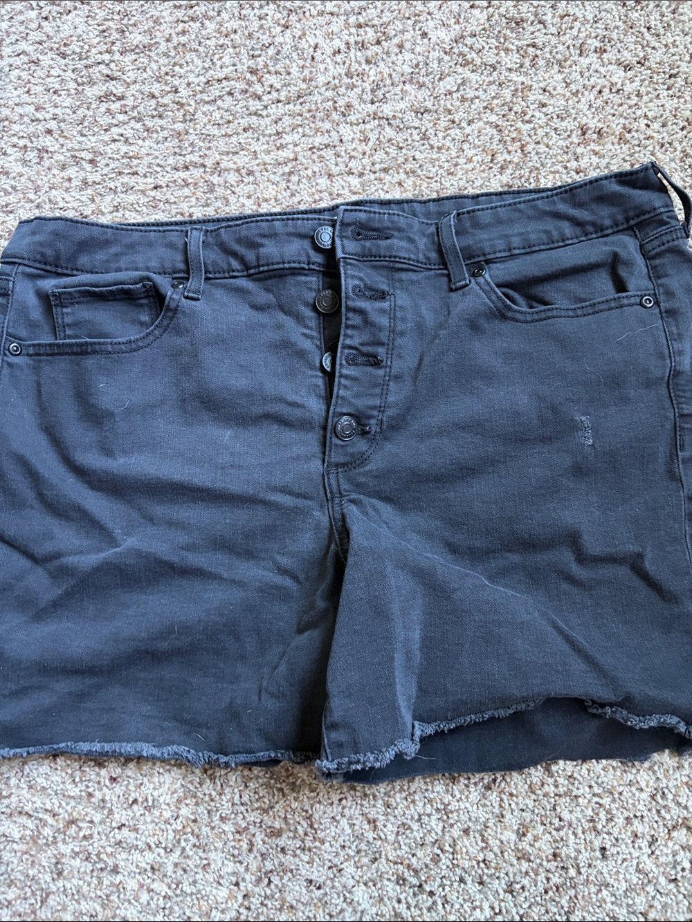 Sonoma Black Button-Fly Denim Shorts with Raw Hem